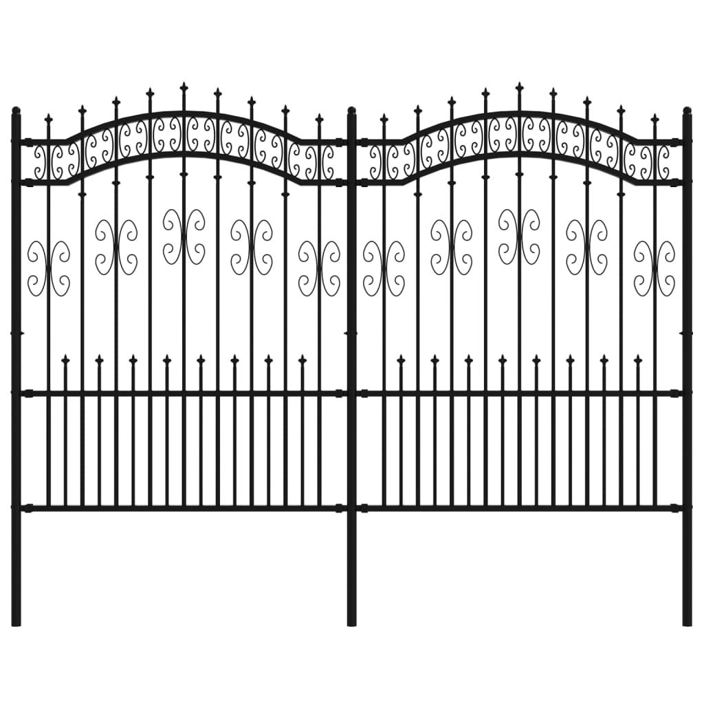 vidaXL Φράχτης Κήπου με Κορυφή Δόρυ Μαύρος 240x150 εκ. από Ατσάλι με Ηλεκτροστατική Βαφή