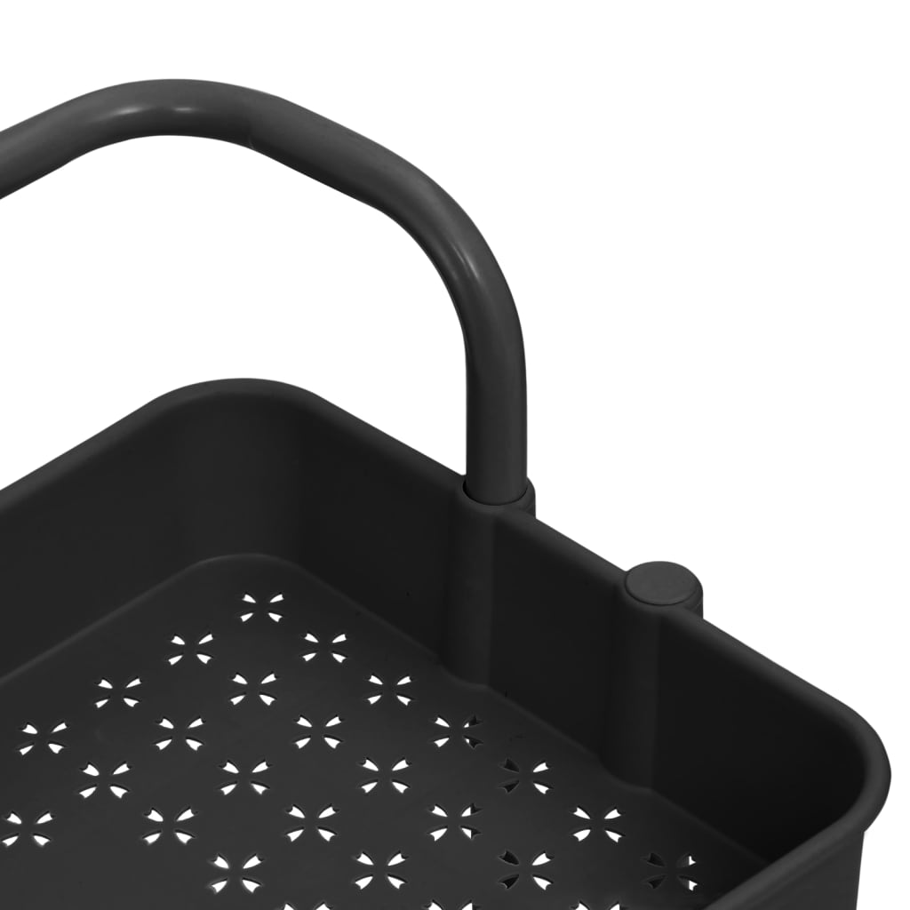 vidaXL Τρόλεϊ Κουζίνας 3 Επιπέδων Μαύρο 42 x 35 x 85 εκ. Σίδερο/ABS