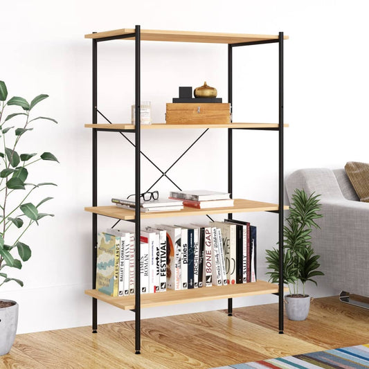 vidaXL Ραφιέρα 4 Επιπέδων Μαύρη και Δρυς 80 x 40 x 130 εκ.