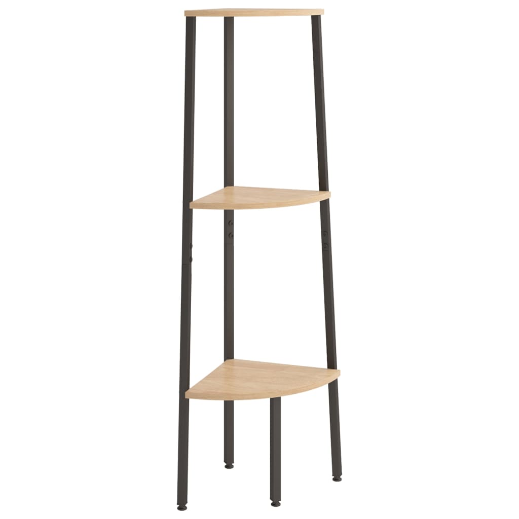 vidaXL Ραφιέρα Γωνιακή 3 Επίπεδων Αν. Καφέ & Μαύρο 45,5x31,5x120 εκ.