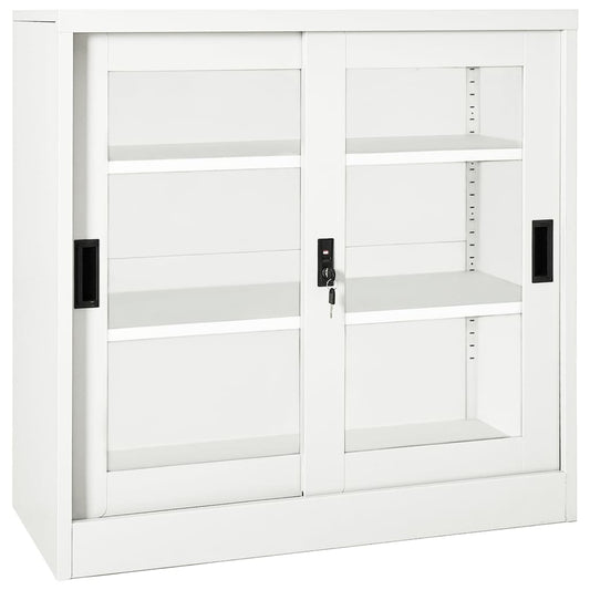vidaXL Ντουλάπι με Συρόμενη Πόρτα Λευκό 90 x 40 x 90 εκ. Ατσάλινο