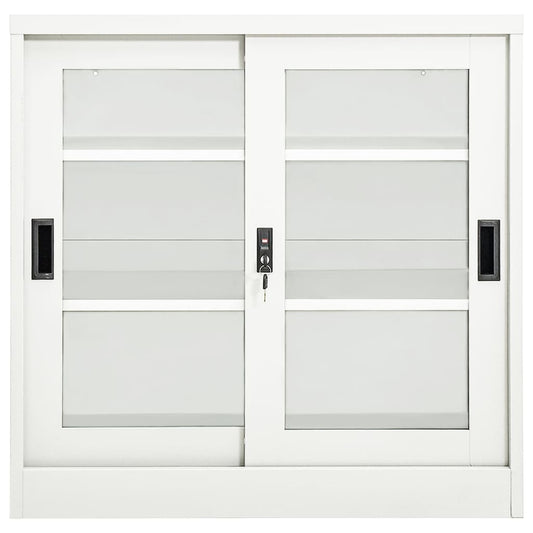 vidaXL Ντουλάπι με Συρόμενη Πόρτα Λευκό 90 x 40 x 90 εκ. Ατσάλινο