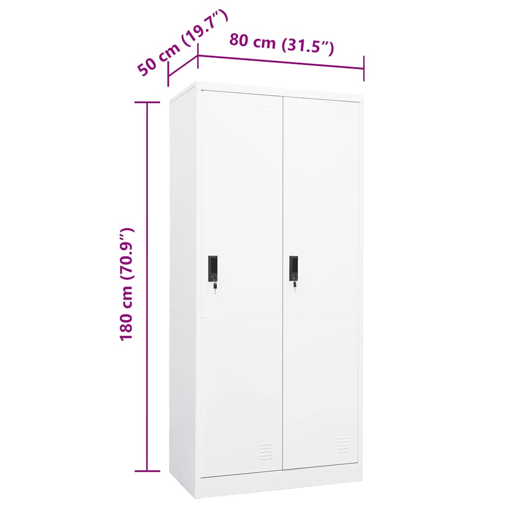 vidaXL Ντουλάπα Λευκή 80 x 50 x 180 εκ. από Χάλυβα