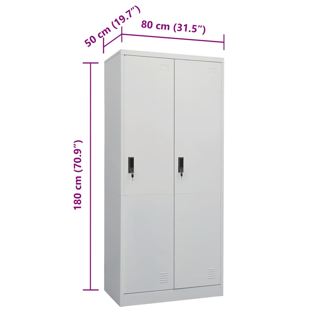 vidaXL Ντουλάπα Ανοιχτό Γκρι 80 x 50 x 180 εκ. από Χάλυβα