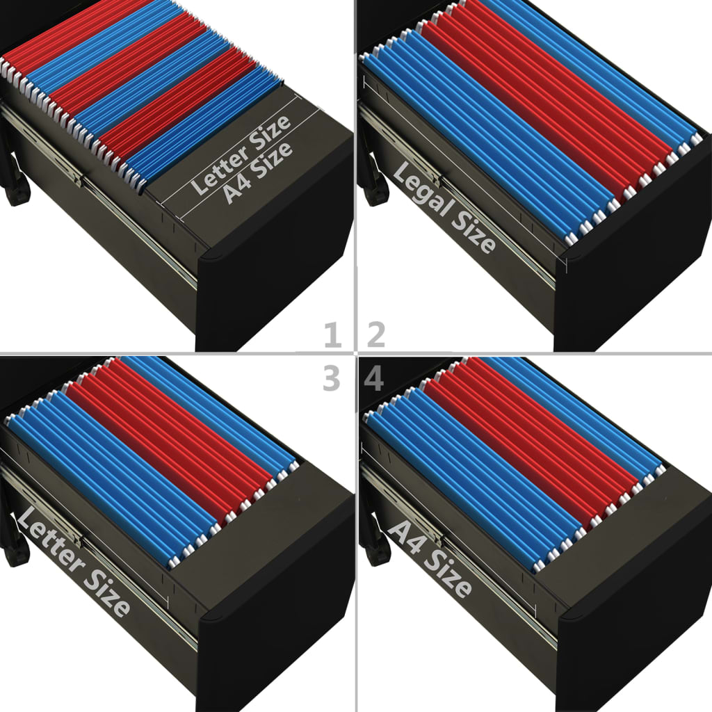 vidaXL Αρχειοθήκη Φορητή Μαύρη 30 x 45 x 59 εκ. Ατσάλινη