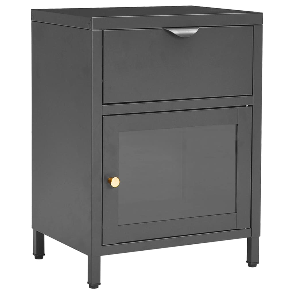 vidaXL Κομοδίνο Ανθρακί 40 x 30 x 54,5 εκ. από Ατσάλι και Γυαλί