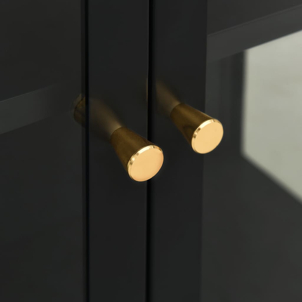 vidaXL Μπουφές Μαύρος 75 x 35 x 105 εκ. από Ατσάλι και Γυαλί