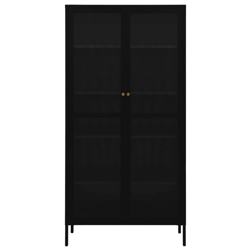 vidaXL Ντουλάπα Βιτρίνας Μαύρη 90 x 40 x 180 εκ. Ατσάλι / Ψημένο Γυαλί