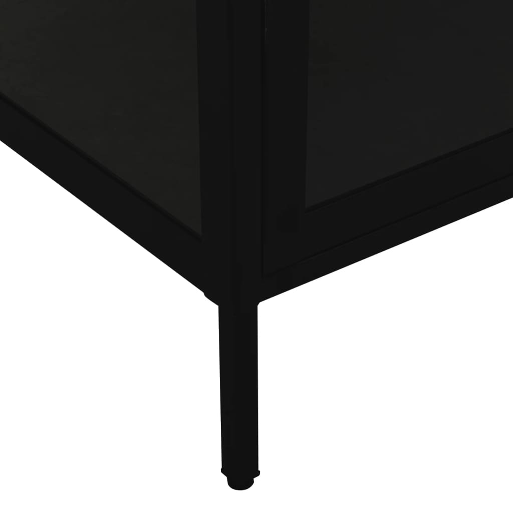 vidaXL Ντουλάπα Βιτρίνας Μαύρη 90 x 40 x 180 εκ. Ατσάλι / Ψημένο Γυαλί