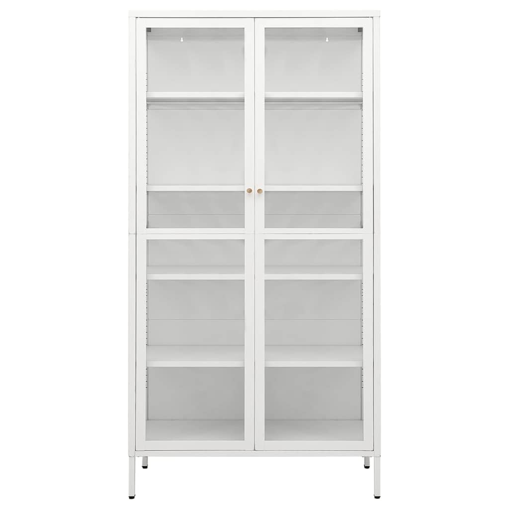 vidaXL Ντουλάπα Βιτρίνας Λευκή 90 x 40 x 180 εκ. Ατσάλι / Ψημένο Γυαλί