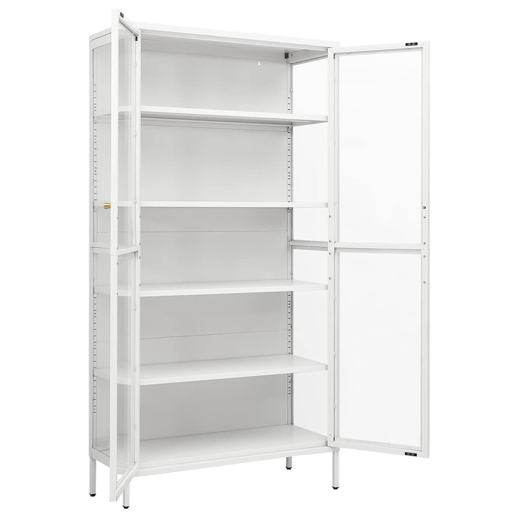 vidaXL Ντουλάπα Βιτρίνας Λευκή 90 x 40 x 180 εκ. Ατσάλι / Ψημένο Γυαλί