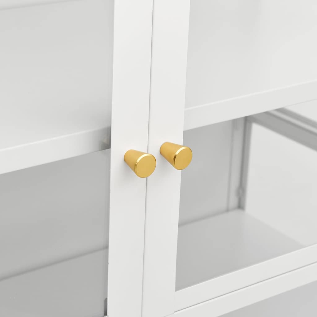 vidaXL Ντουλάπα Βιτρίνας Λευκή 90 x 40 x 180 εκ. Ατσάλι / Ψημένο Γυαλί