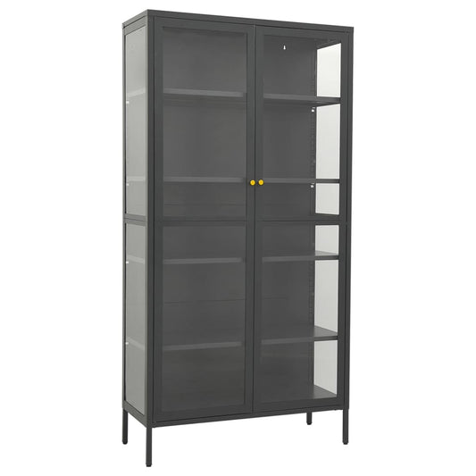 vidaXL Ντουλάπα Βιτρίνας Ανθρακί 90x40x180 εκ. Ατσάλι / Ψημένο Γυαλί