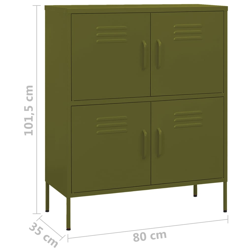 vidaXL Ντουλάπι Αποθήκευσης Πράσινο Λαδί 80x35x101,5 εκ. από Ατσάλι
