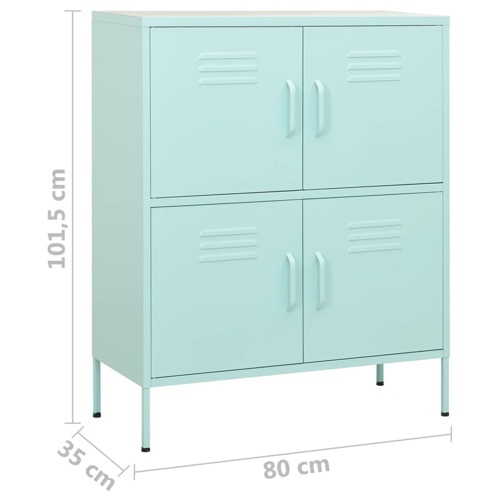 vidaXL Ντουλάπι Αποθήκευσης Χρώμα Μέντα 80 x 35 x 101,5 εκ. από Ατσάλι