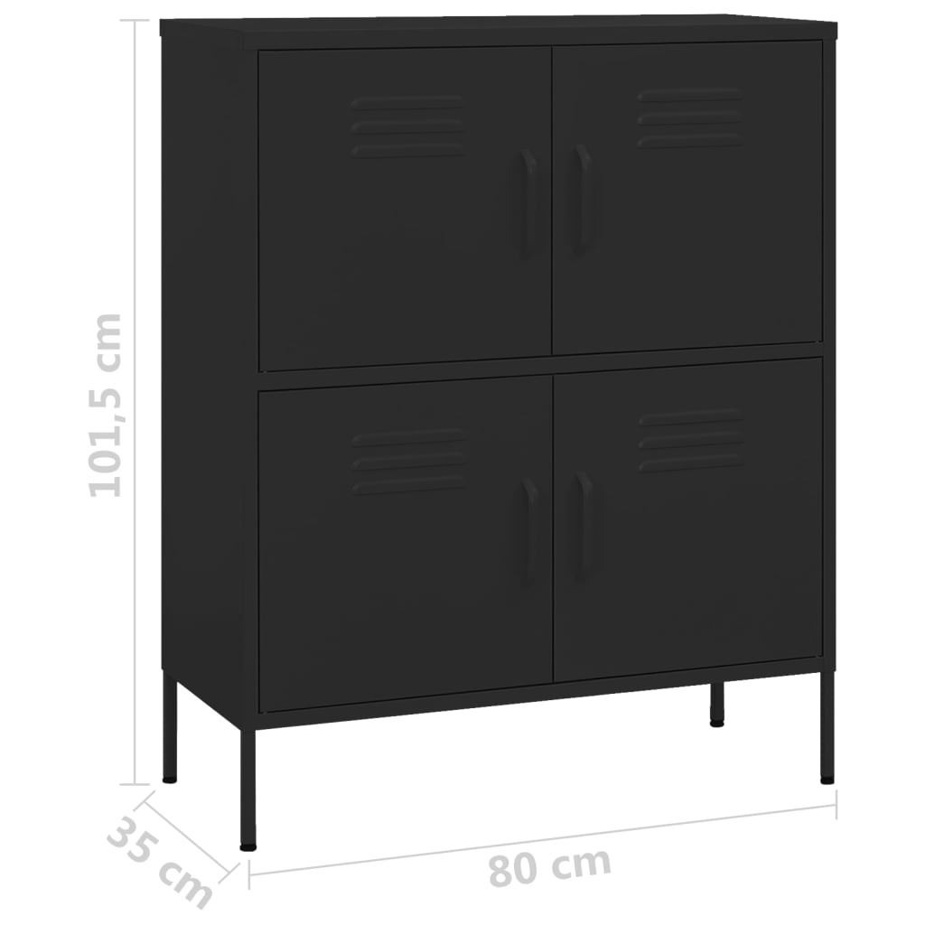 vidaXL Ντουλάπι Αποθήκευσης Μαύρο 80 x 35 x 101,5 εκ. από Ατσάλι
