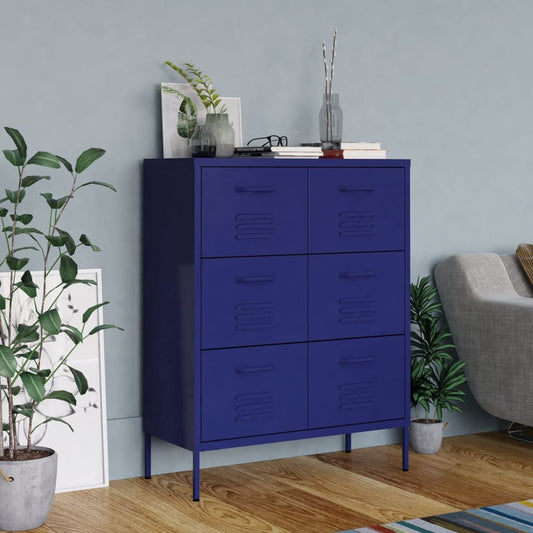 vidaXL Συρταριέρα Ναυτικό Μπλε 80 x 35 x 101,5 εκ. από Ατσάλι
