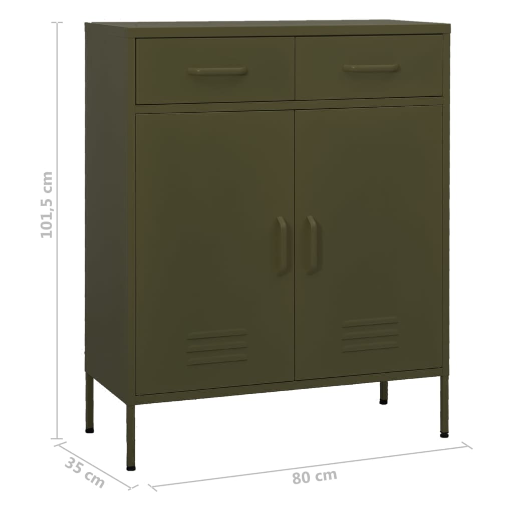vidaXL Ντουλάπι Αποθήκευσης Πράσινο Λαδί 80x35x101,5 εκ. από Ατσάλι