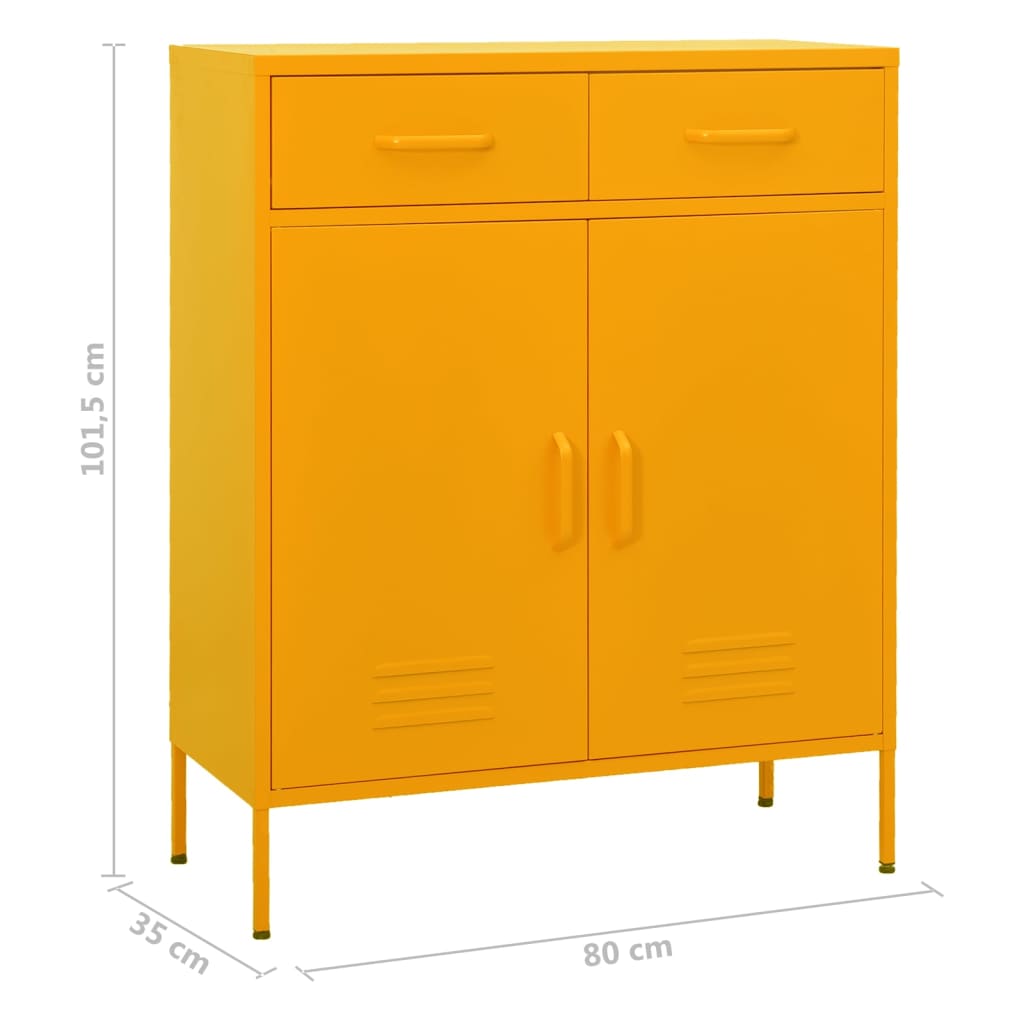 vidaXL Ντουλάπι Αποθήκευσης Μουσταρδί 80x35x101,5 εκ. από Ατσάλι