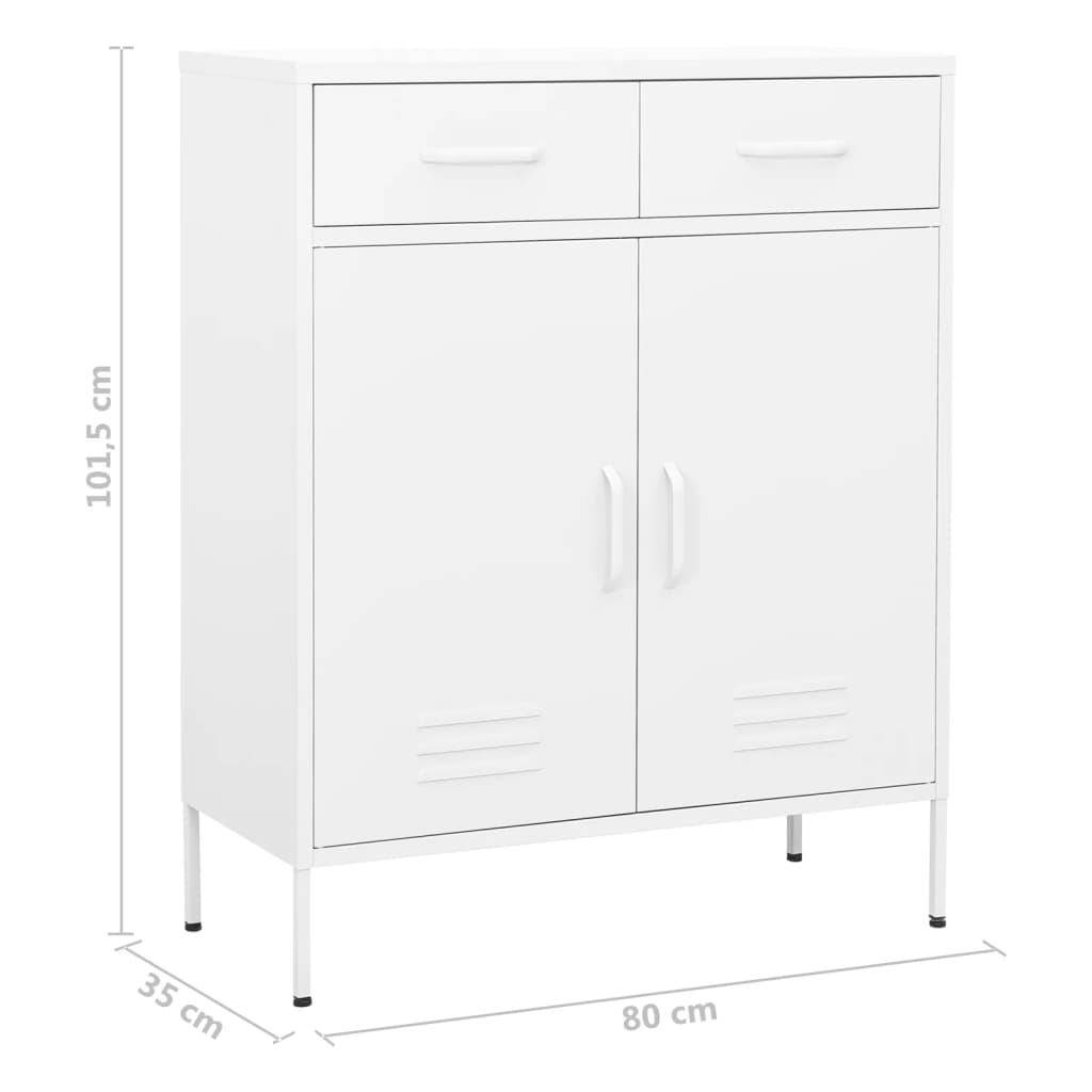 vidaXL Ντουλάπι Αποθήκευσης Λευκό 80 x 35 x 101,5 εκ. από Ατσάλι