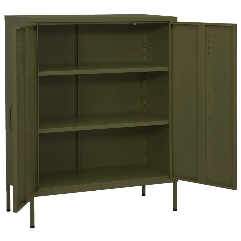 vidaXL Ντουλάπι Αποθήκευσης Πράσινο Λαδί 80x35x101,5 εκ. από Ατσάλι
