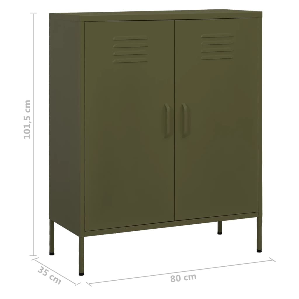vidaXL Ντουλάπι Αποθήκευσης Πράσινο Λαδί 80x35x101,5 εκ. από Ατσάλι