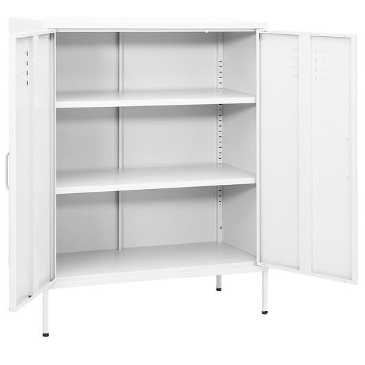 vidaXL Ντουλάπι Αποθήκευσης Λευκό 80 x 35 x 101,5 εκ. Ατσάλινο