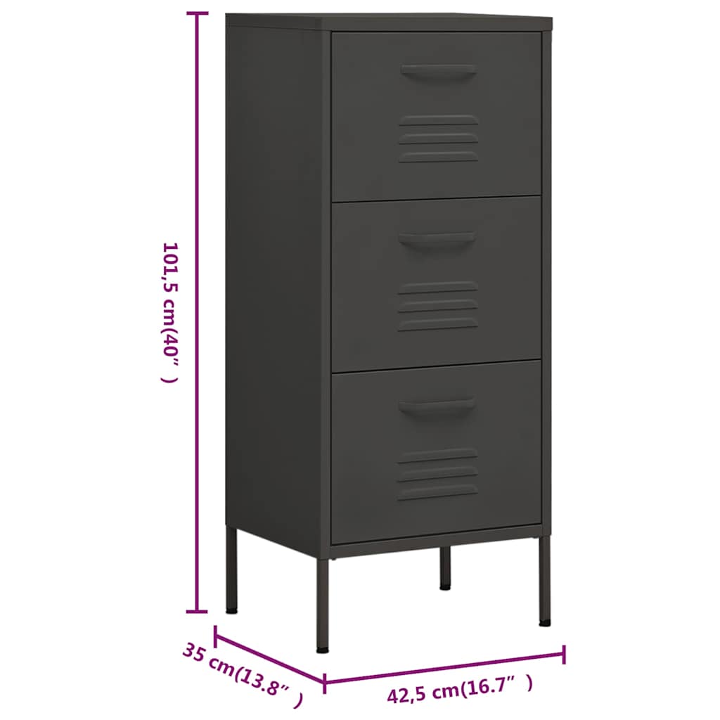 vidaXL Ντουλάπι Αποθήκευσης Ανθρακί 42,5x35x101,5 εκ. από Ατσάλι