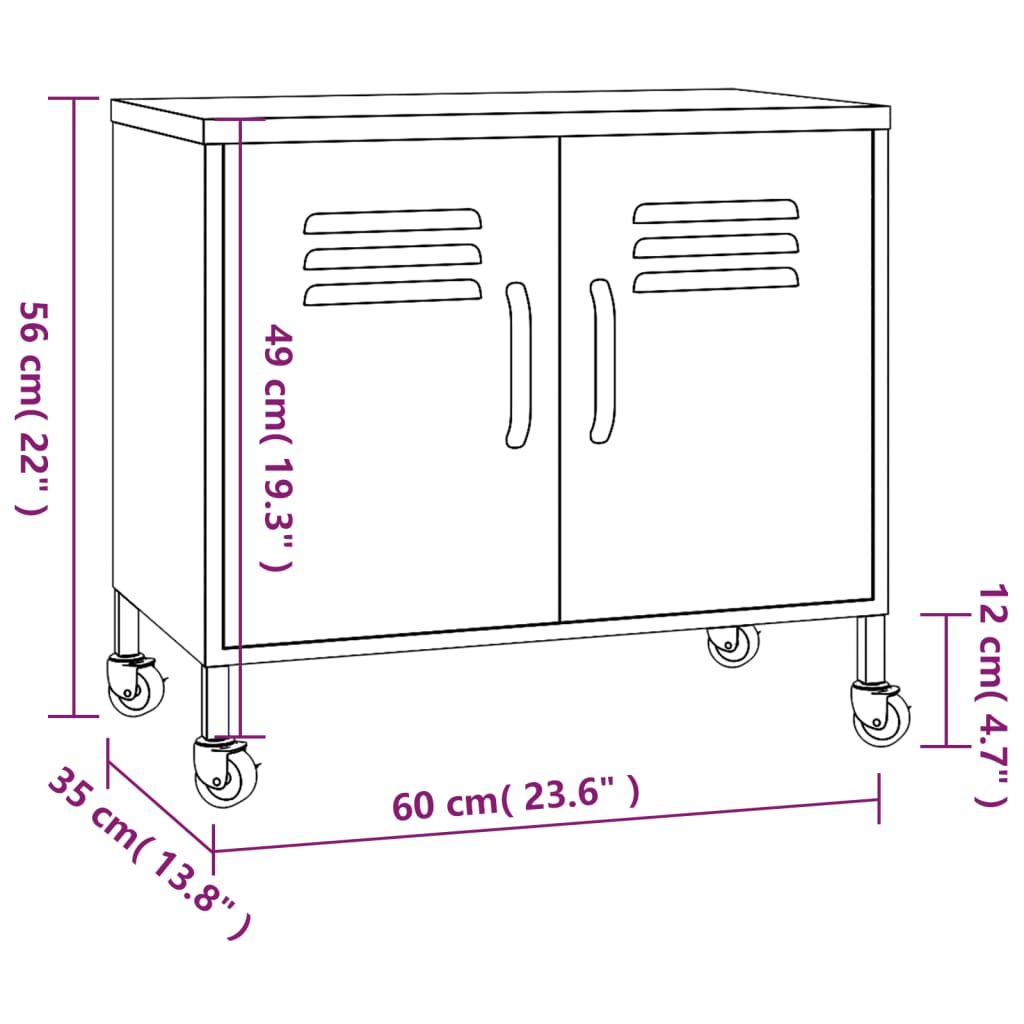 vidaXL Ντουλάπι Αποθήκευσης Μουσταρδί 60 x 35 x 56 εκ. από Ατσάλι
