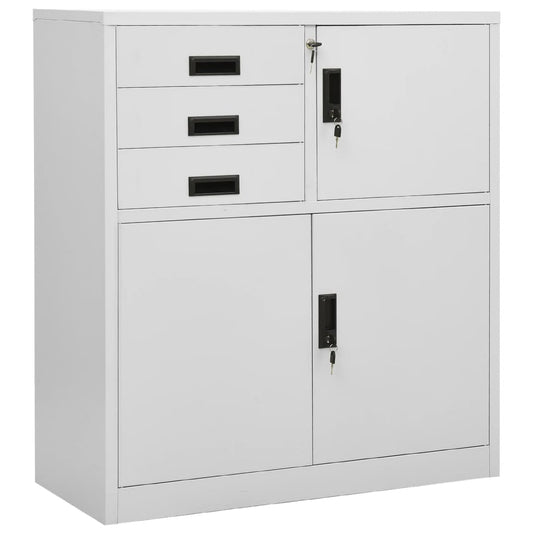 vidaXL Ντουλάπα Γραφείου Ανοιχτό Γκρι 90 x 40 x 102 εκ. Ατσάλινη