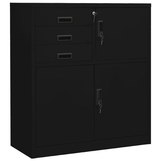 vidaXL Ντουλάπα Γραφείου Μαύρη 90 x 40 x 102 εκ. Ατσάλινη