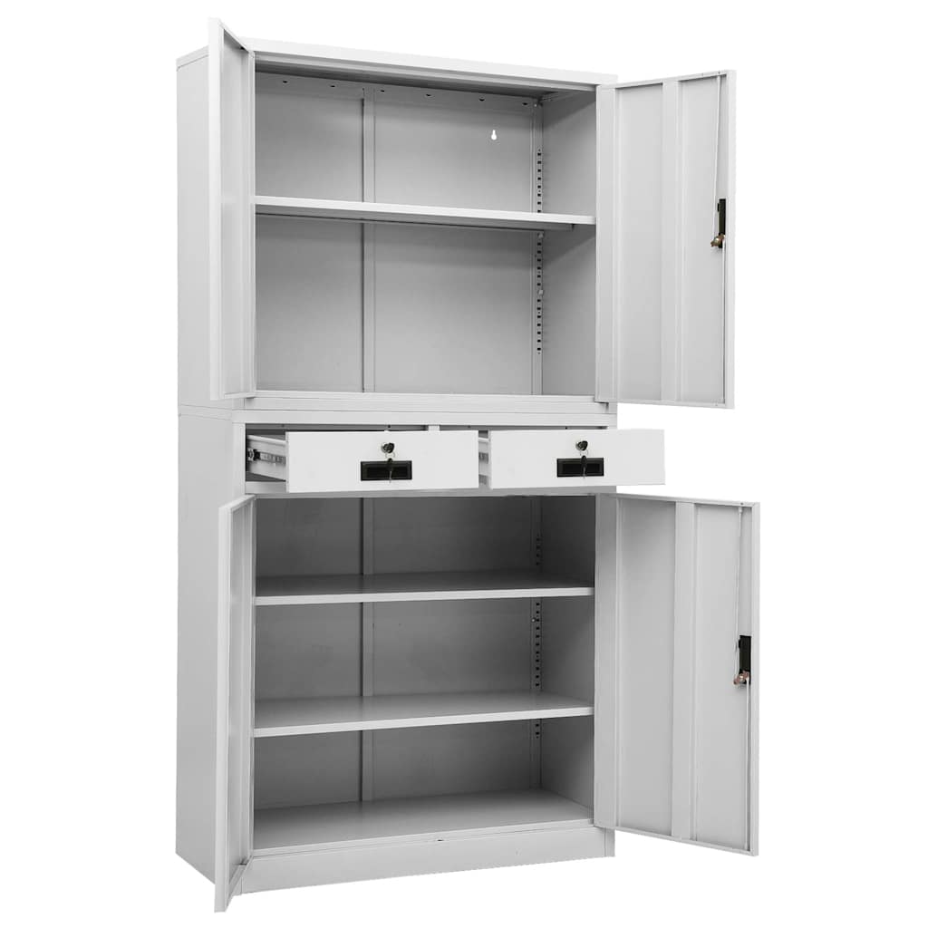 vidaXL Ντουλάπα Γραφείου Ανοιχτό Γκρι 90 x 40 x 180 εκ. Ατσάλινη