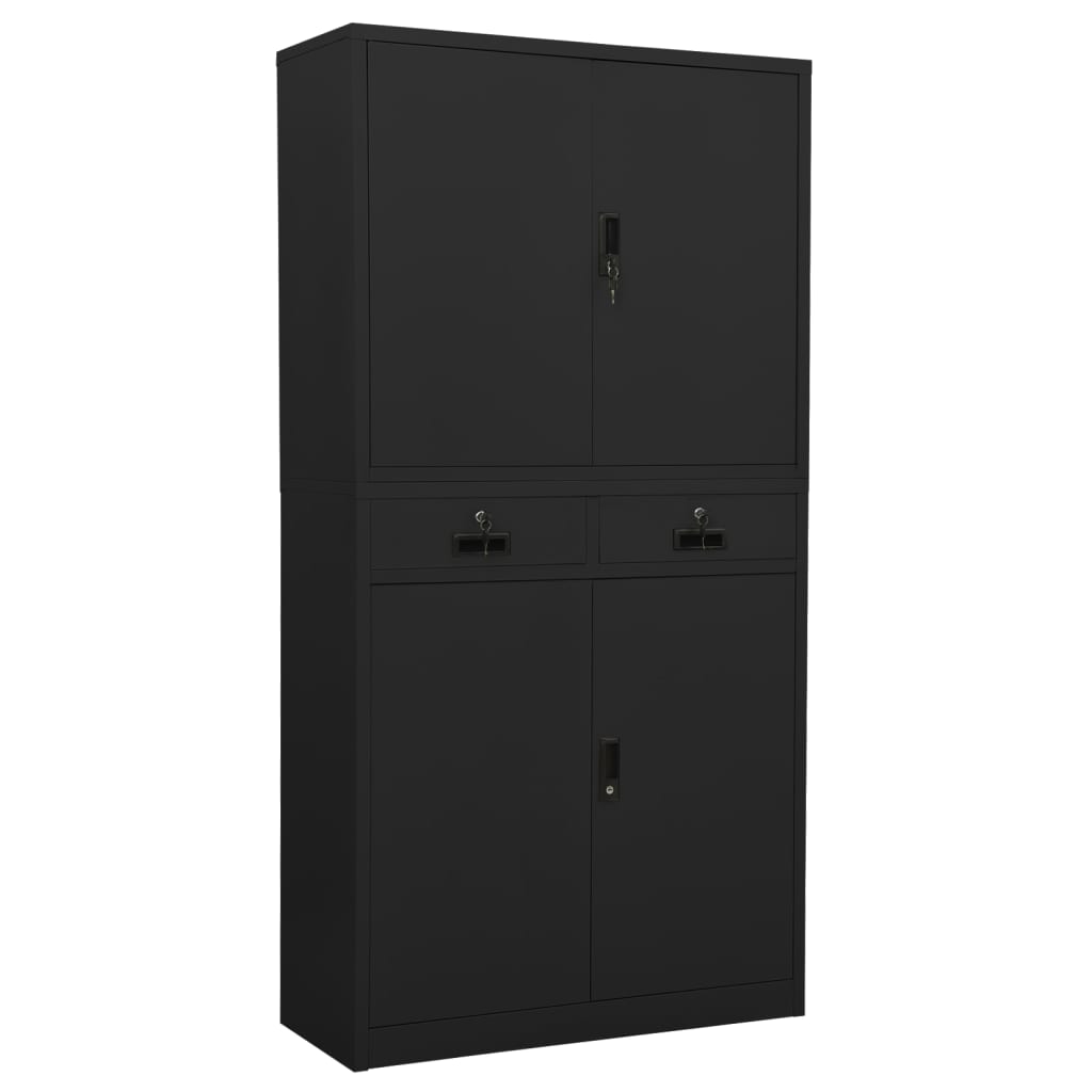 vidaXL Ντουλάπα Γραφείου Ανθρακί 90 x 40 x 180 εκ. Ατσάλινη
