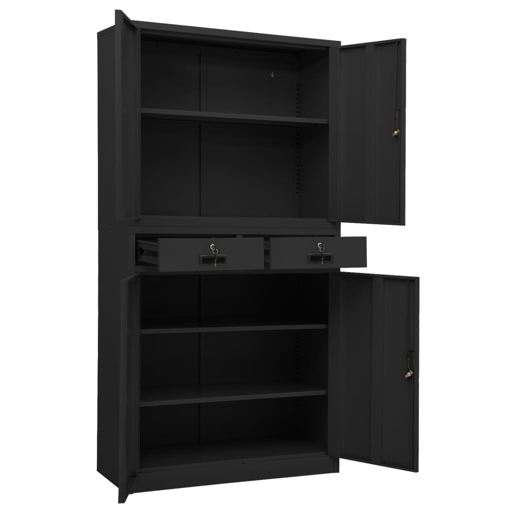 vidaXL Ντουλάπα Γραφείου Ανθρακί 90 x 40 x 180 εκ. Ατσάλινη