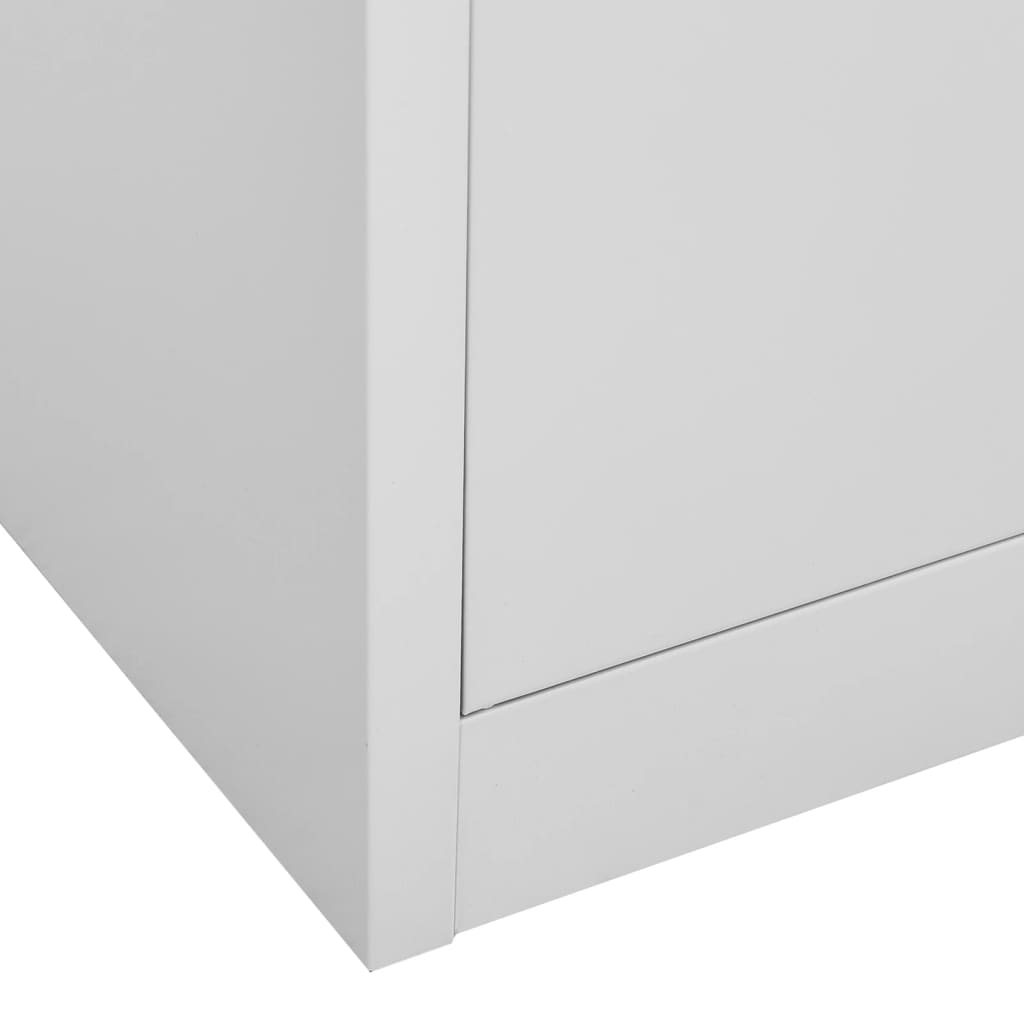 vidaXL Ντουλάπα Γραφείου Ανοιχτό Γκρι 90x40x180 εκ Ατσάλι/Ψημένο Γυαλί