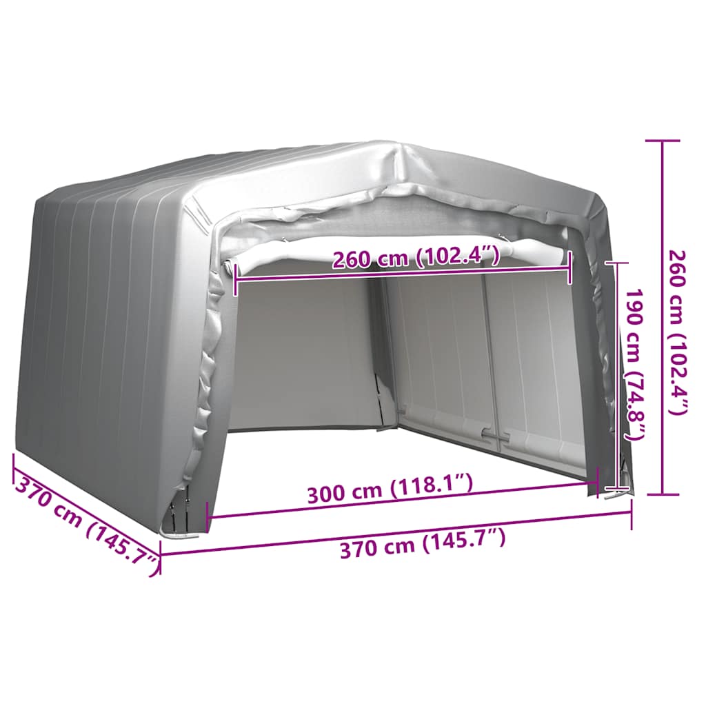 vidaXL Τέντα Αποθήκευσης Γκρι 370 x 370 εκ. Ατσάλινη