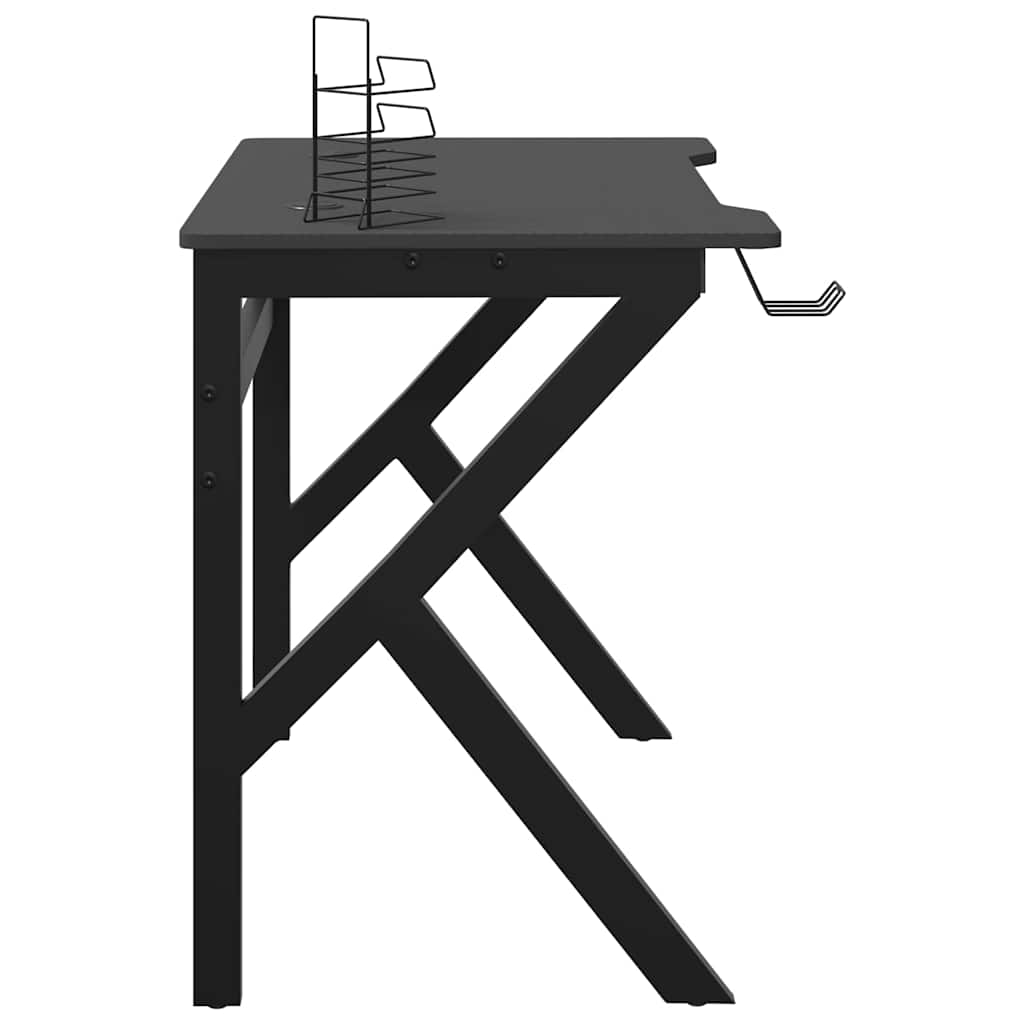 vidaXL Γραφείο Gaming Μαύρο 90 x 60 x 75 εκ. με Πόδια σε Σχήμα Κ