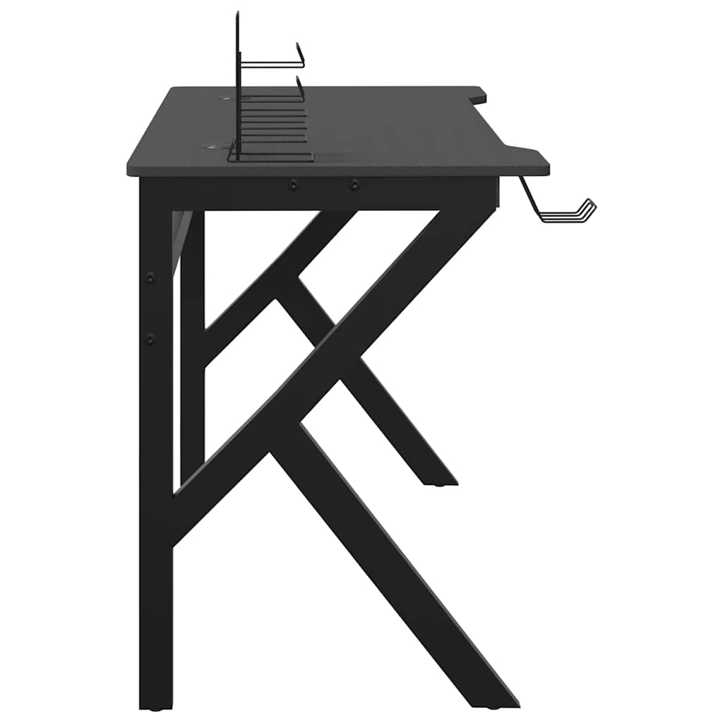 vidaXL Γραφείο Gaming Μαύρο 110 x 60 x 75 εκ. με Πόδια σε Σχήμα Κ