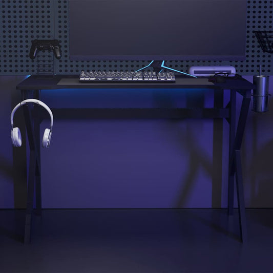 vidaXL Γραφείο Gaming Μαύρο 110 x 60 x 75 εκ. με Πόδια σε Σχήμα Κ