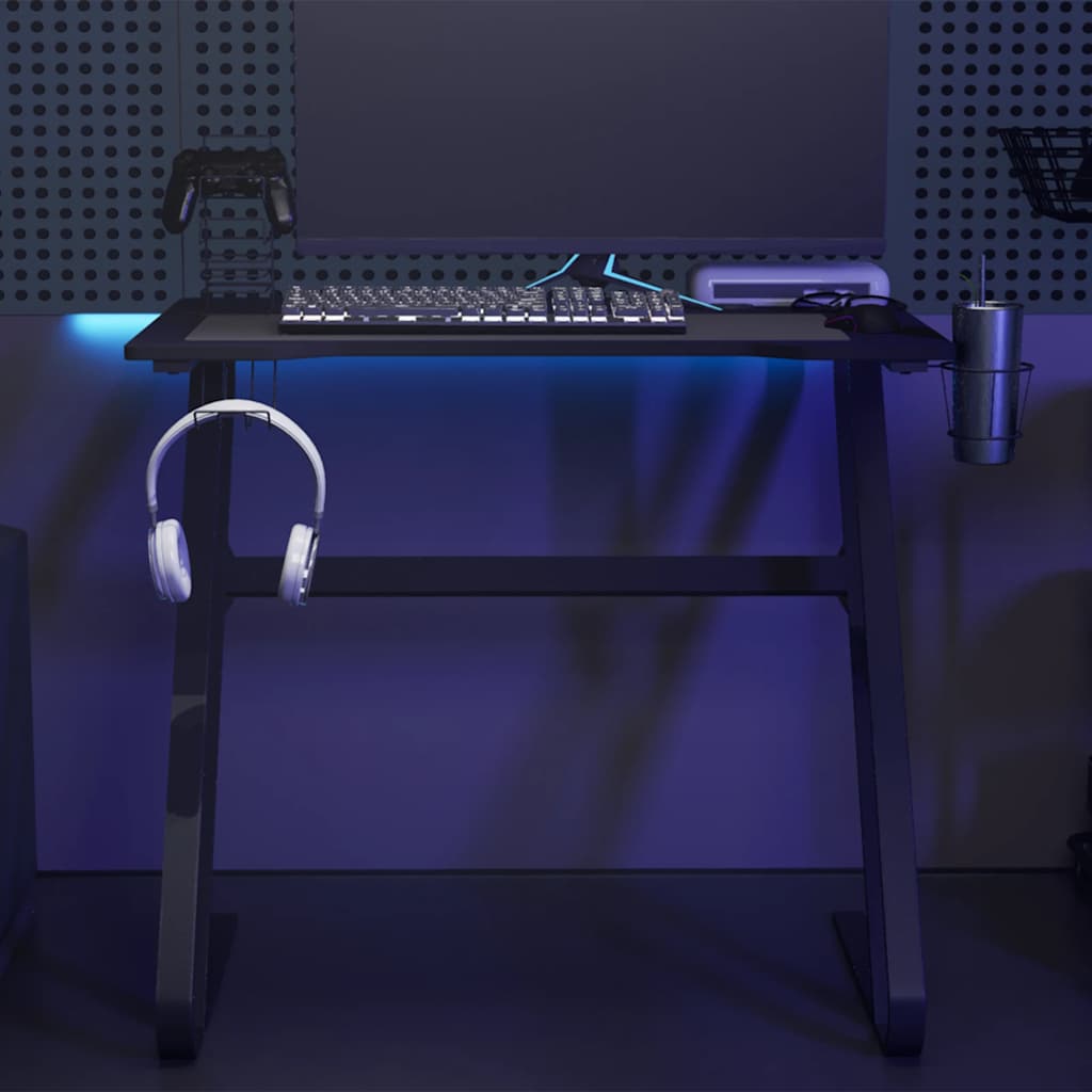 vidaXL Γραφείο Gaming Μαύρο 90 x 60 x 75 εκ. με Πόδια σε Σχήμα ΖΖ