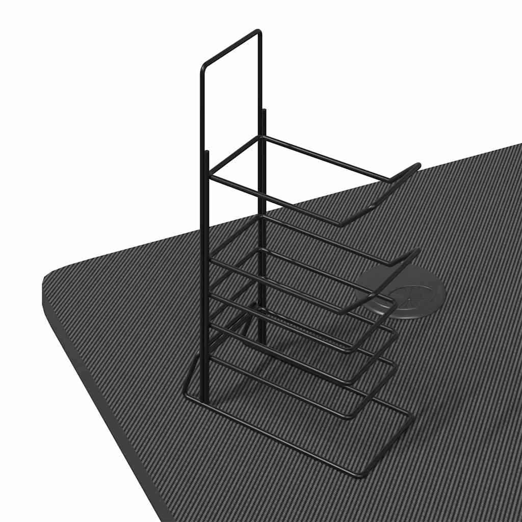 vidaXL Γραφείο Gaming με LED Μαύρο 90x60x75 εκ. με Πόδια σε Σχήμα Ζ