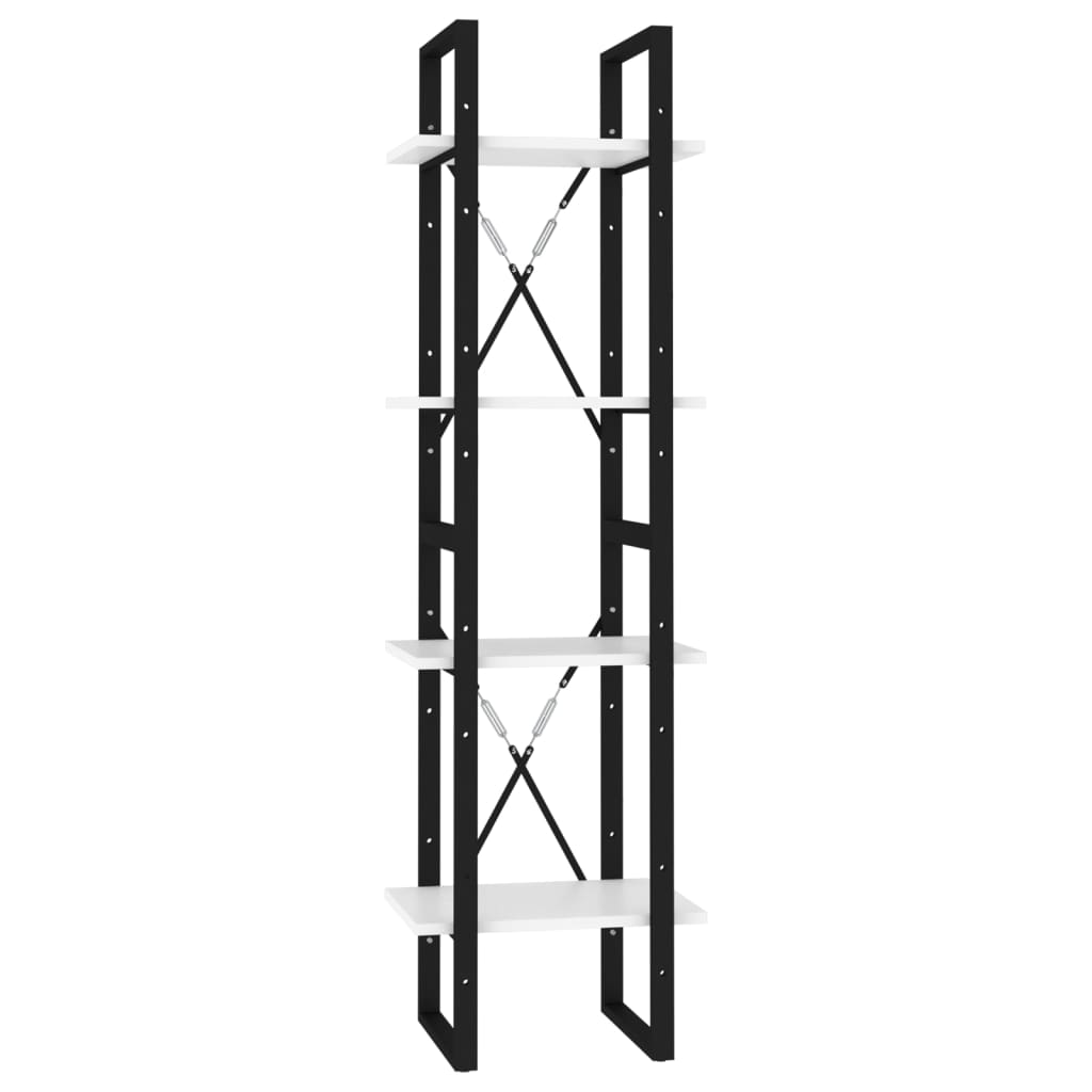 vidaXL Βιβλιοθήκη με 4 Ράφια Λευκή 40 x 30 x 140 εκ. από Επεξ. Ξύλο