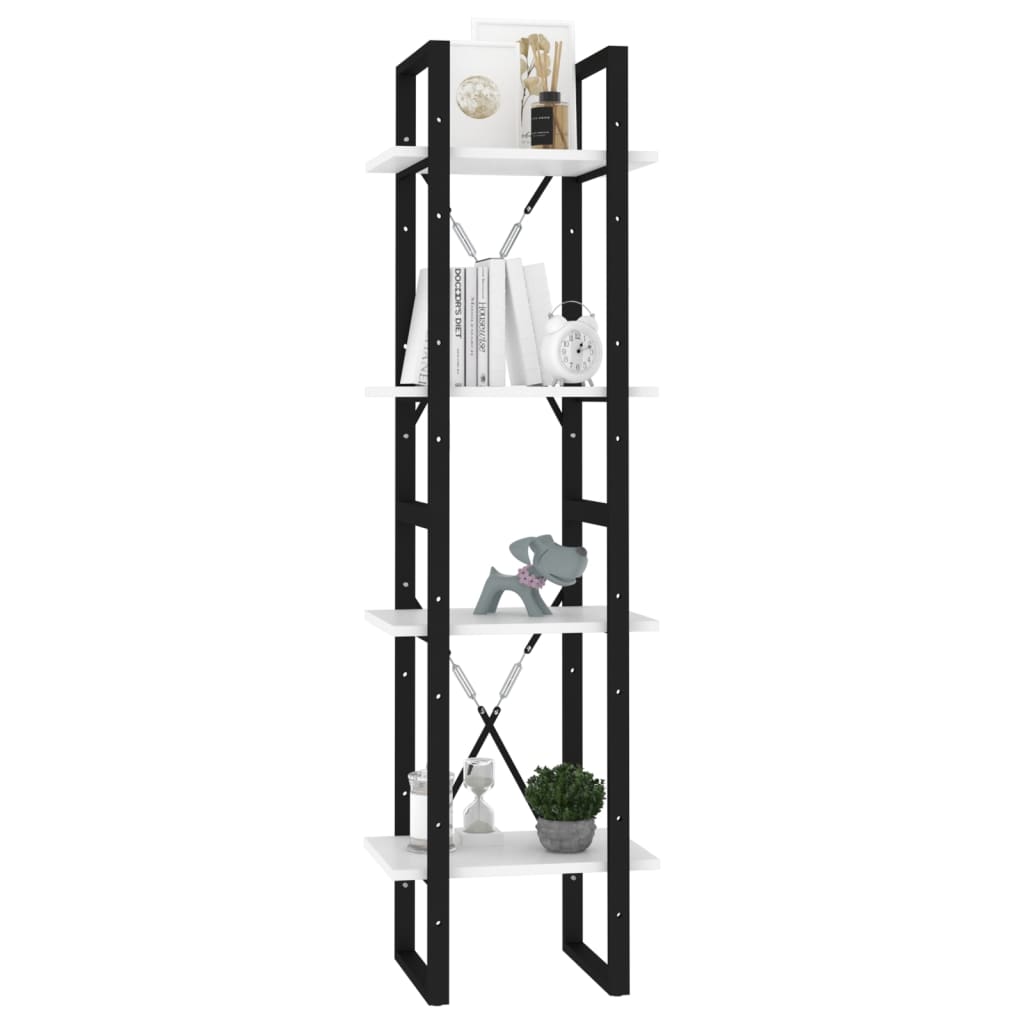 vidaXL Βιβλιοθήκη με 4 Ράφια Λευκή 40 x 30 x 140 εκ. από Επεξ. Ξύλο