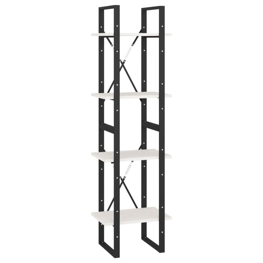 vidaXL Βιβλιοθήκη με 4 Ράφια Λευκή 40x30x140 εκ. από Μασίφ Ξύλο Πεύκου