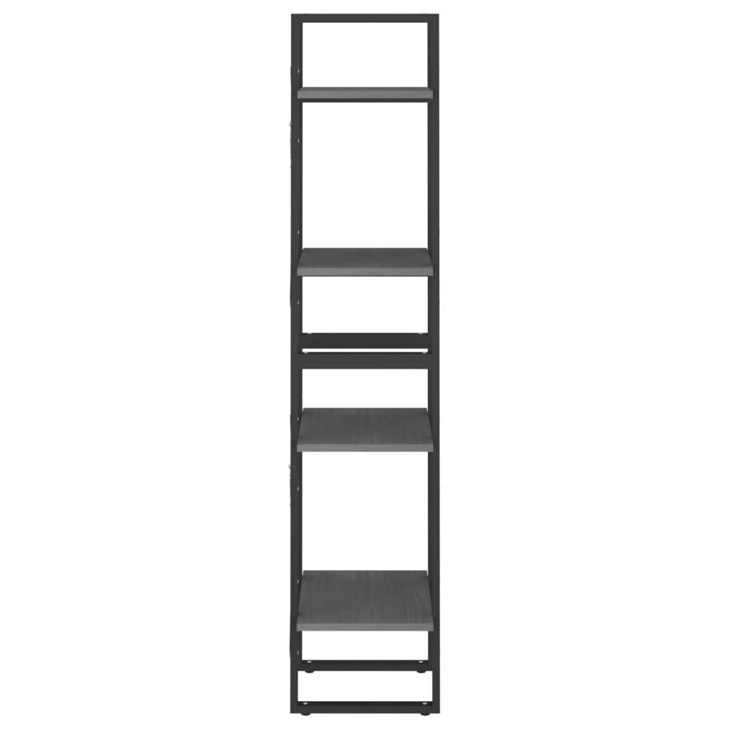 vidaXL Βιβλιοθήκη με 4 Ράφια Γκρι 40x30x140 εκ. από Μασίφ Ξύλο Πεύκου