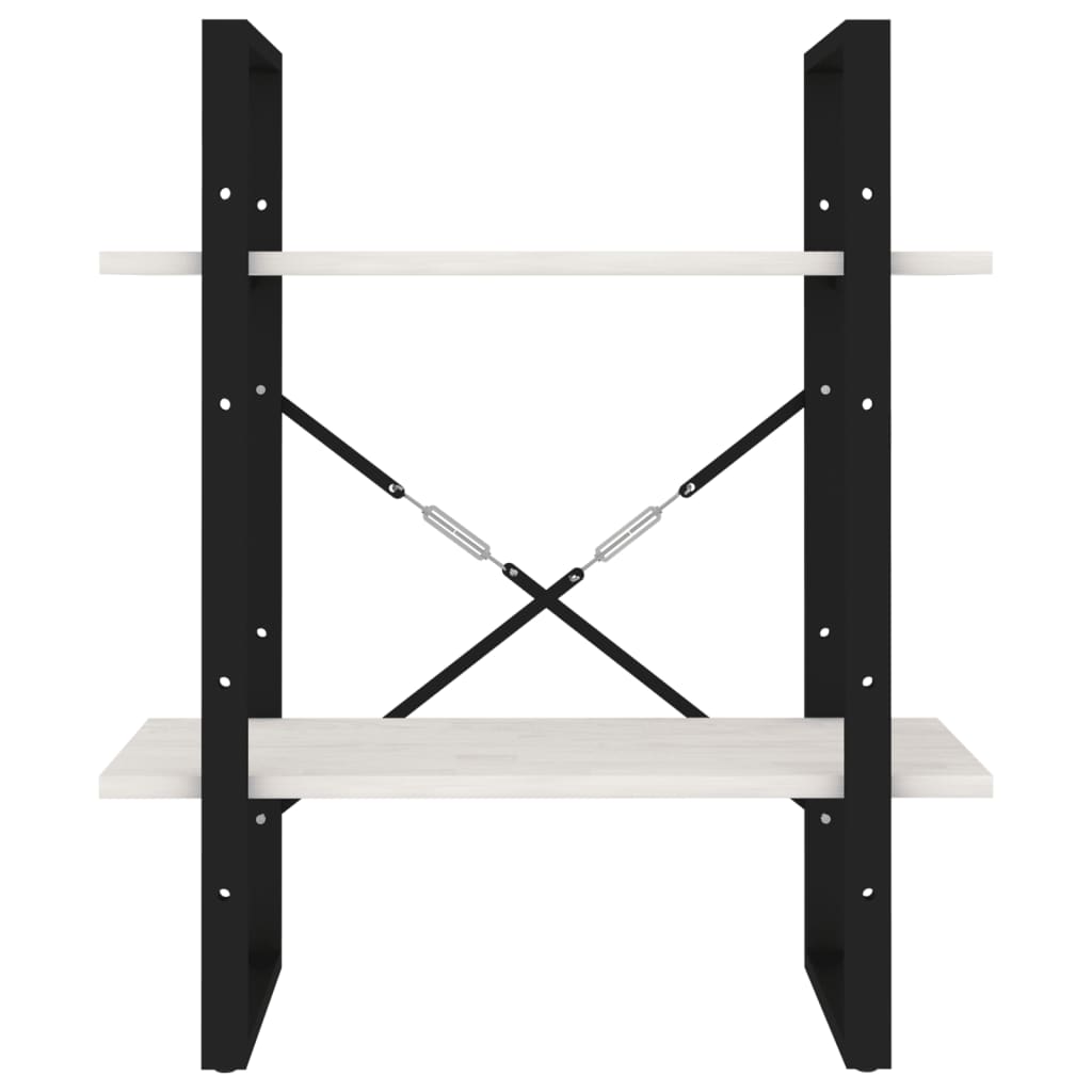 vidaXL Βιβλιοθήκη με 2 Ράφια Λευκή 60x30x70 εκ. από Μασίφ Ξύλο Πεύκου