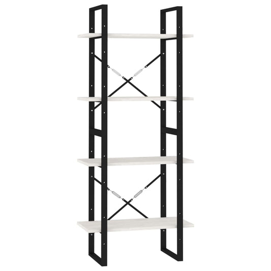 vidaXL Βιβλιοθήκη με 4 Ράφια Λευκή 60x30x140 εκ. από Μασίφ Ξύλο Πεύκου