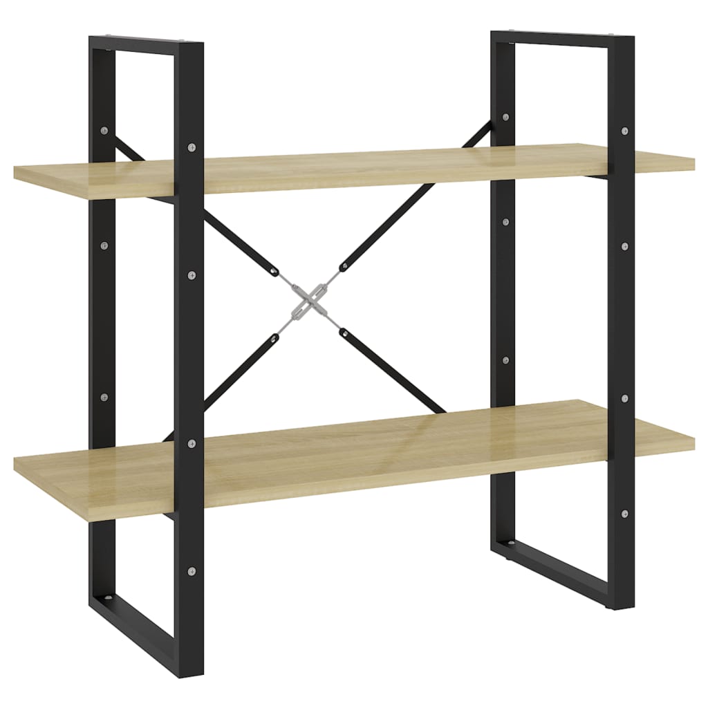 vidaXL Βιβλιοθήκη με 2 Ράφια Sonoma Δρυς 80 x 30 x 70 εκ. Επεξ. Ξύλο