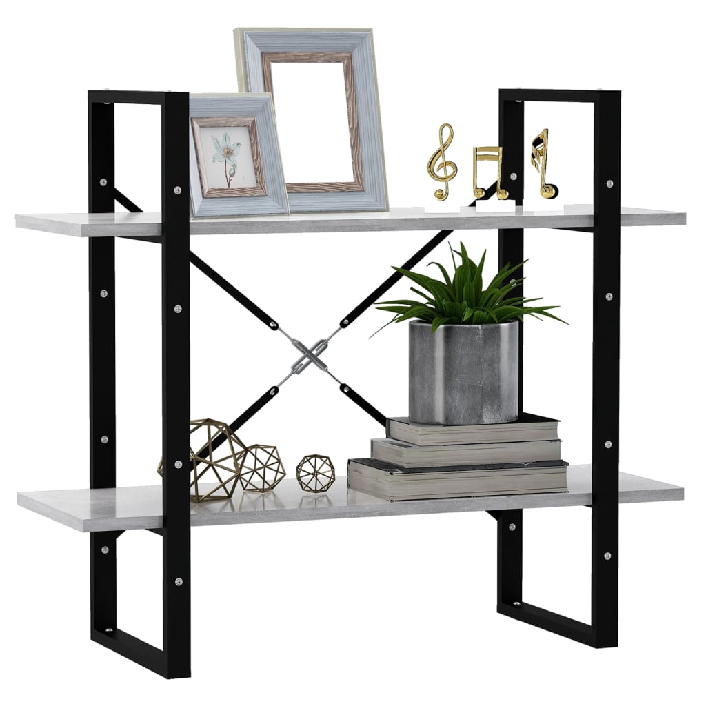 vidaXL Βιβλιοθήκη με 2 Ράφια Γκρι Σκυρ. 80 x 30 x 70 εκ. Επεξ. Ξύλο