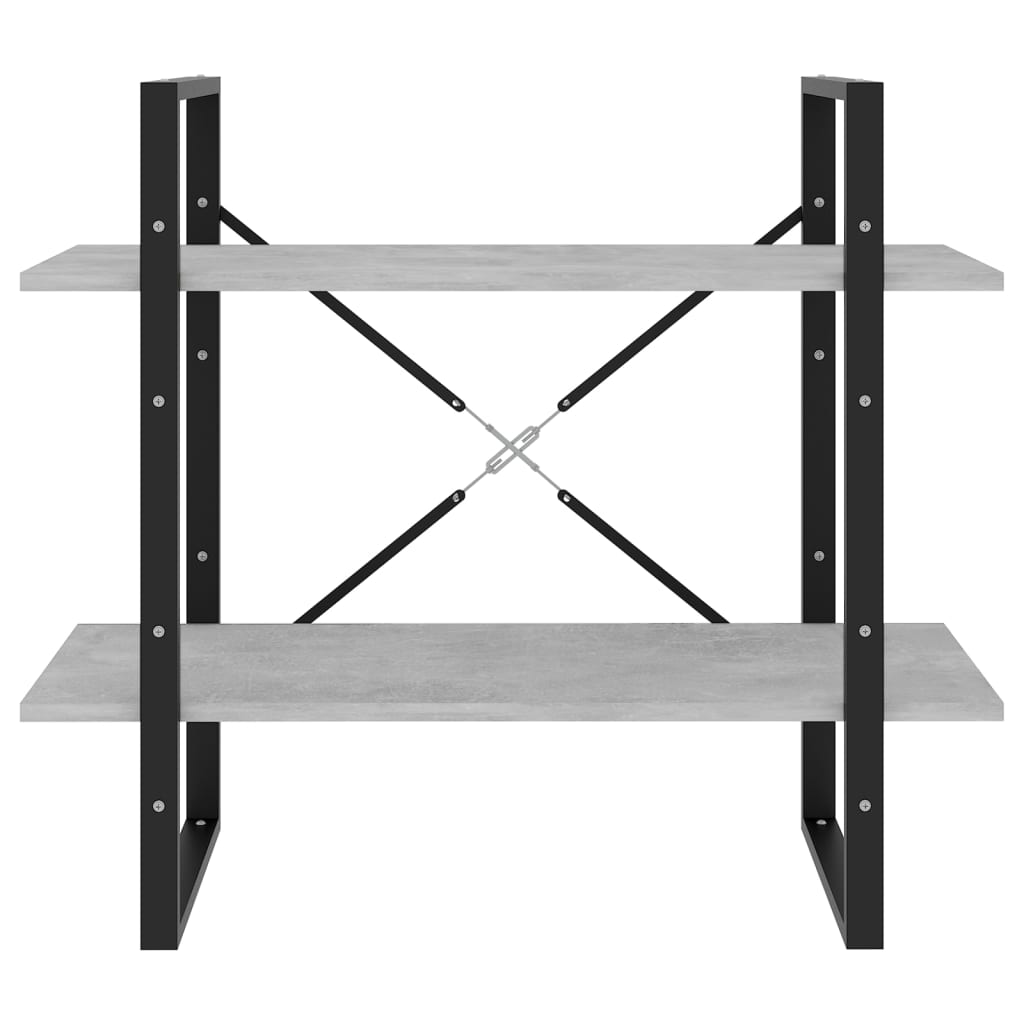 vidaXL Βιβλιοθήκη με 2 Ράφια Γκρι Σκυρ. 80 x 30 x 70 εκ. Επεξ. Ξύλο